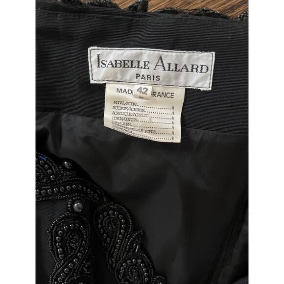 VTG Isabelle Allard Statement Strapless Beaded Black Dress Sz 42 France Pockets - Picture 9 of 12